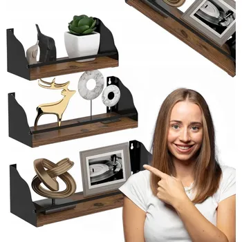 police Giftgarden Nástěnné Police s Ochranným Rámem - Sada 3 Závěsných Polic