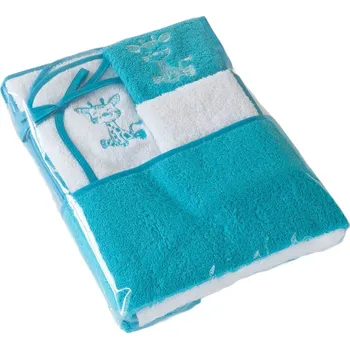 Dětský set: osuška, ručník, žínka, bryndák - Žirafka