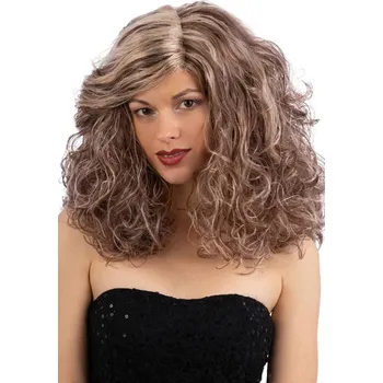 Karnevalová paruka Carnival Toys Hnědá vlnitá paruka s blond pramínky