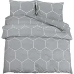 Shumee Sada ložního prádla 1+2 šedá 200 × 200 cm bavlna, plástve, polštáře 50 × 75 cm