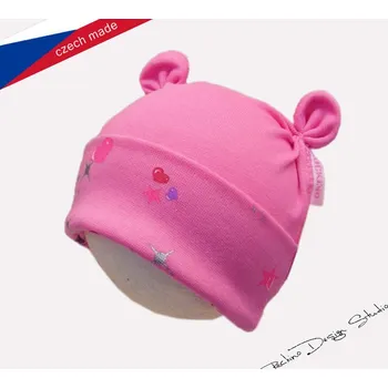 Kojenecká čepice ROCKINO Dívčí bavlněná čepice, středněrůžová Varianta: 44cm