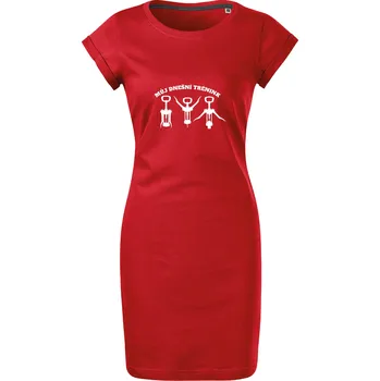 Dámské šaty Tričkové šaty - vinný trénink Barva: Červená, Velikost: M