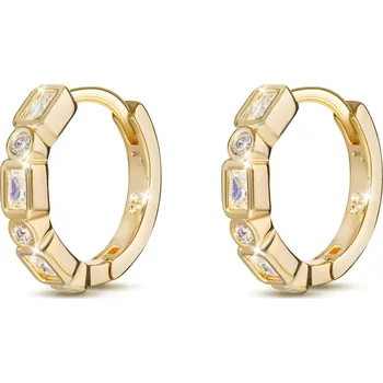 Šperk Biju Pozlacené náušnice 14K kroužek, složený z geometrických tvarů a zirkonů 1002873