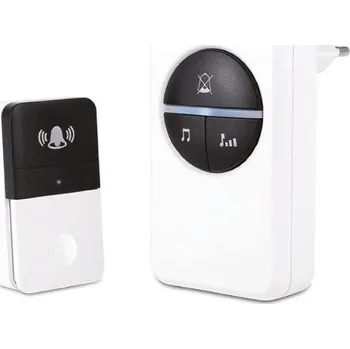 Domovní zvonek Garsaco Domovní bezdrátový zvonek GCS 1 bezbateriové tlačítko a přijímač, bílo-černý