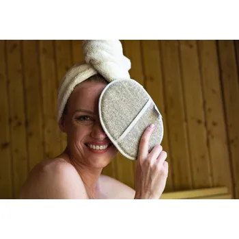 Wooline Tělová masážní houba lněná, béžová