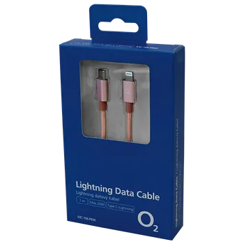 O2 kabel USB-C / Lightning 1m zlatorůžová