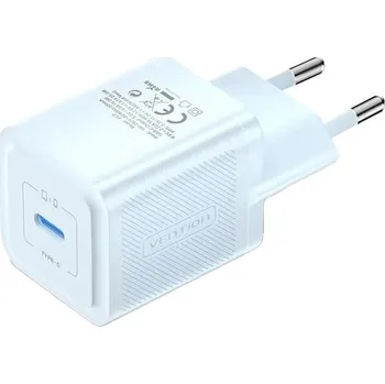 Vention 1-Port USB-C GaN Charger (20W) EU-Plug Blue