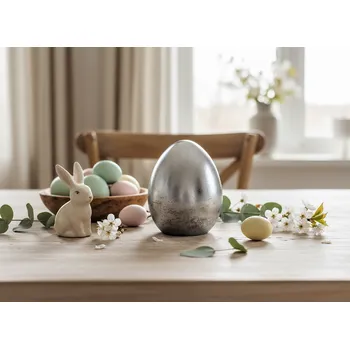Velikonoční dekorace Velikonoční dekorace SILVER EGG keramické stříbrné vejce 10x12,7 cm 764257