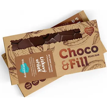 Čokoláda RAW plněná čokoláda 65 % Lískový oříšek – Choco&Fill 100 g