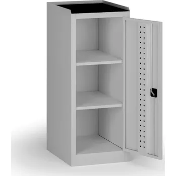 Dílenská skříň nízká na nářadí KOVOS, 2 police, 600 x 505 x 1180 mm, šedá