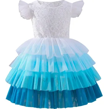 Karnevalový kostým PRINCESS Krajkové šaty s volánkama vel. 104 - tyrkysová princezna