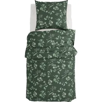 Povlečení GRUND Povlečení HERBA 140 × 200 cm, 70 × 90 cm tmavě zelené