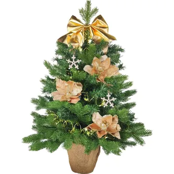 LAALU Vánoční stromek zdobený s LED osvětlením - SAMETOVÝ POLIBEK, 11 ks ozdob, 60 cm