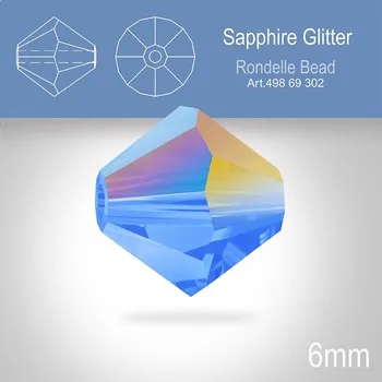 Dětské zboží PRECIOSA Bicone MC BEAD (sluníčko) velikost 6mm. Barva SAPPHIRE GLITTER. Balení 18ks .