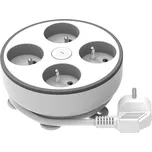 Solight 4z prodlužovací přívod, 2m, 3 x 1mm2, bílý, vypínač