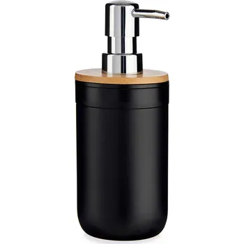 Dávkovač mýdla Berilo Clean s bambusovým víkem, černý, 350 ml