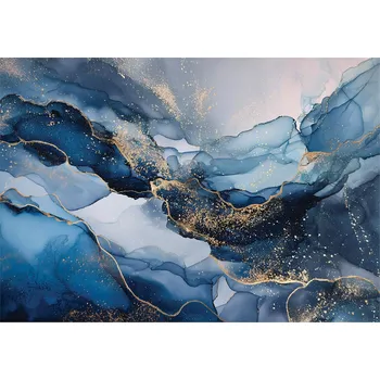 Fototapeta FOTOTAPETA MARMOR ZLATÁ MODRÁ DO LOŽNICE OBÝVACÍHO POKOJE VLIESOVÁ TAPETA 250x175