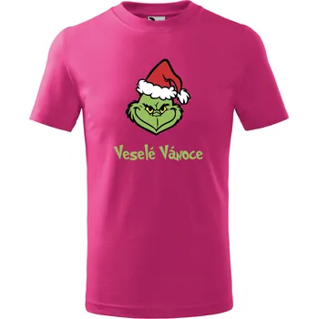 Vánoční dětské tričko Grinch Barva: Růžová, Velikost: 6