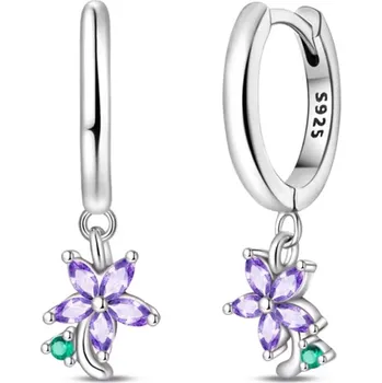 Náušnice GRACE Silver Jewellery Stříbrné náušnice s fialovými květy Simone - stříbro 925/1000 E-PAE405/367 Fialová