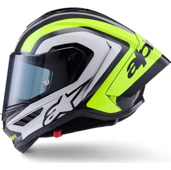 Helma na motorku Přilba SUPERTECH R10 ARIUS, ALPINESTARS (karbon/žlutá fluo/bílá) 2026 XS (obvod 53 - 54 cm)