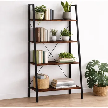 regál Knihovna na knihy a dekorace 4-policová - 147 cm svetlá hnedá