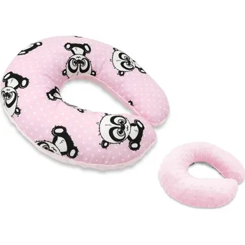 Cestovní polštářek COSING Minky Pandy tečky růžová