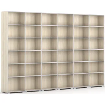 Knihovna Knihovna SILVER LINE, 6 sloupců, 2230 x 3600 x 400 mm, dub přírodní