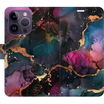 Pouzdro na mobilní telefon iSaprio Flip pouzdro Dark Marble pro iPhone 14 Pro