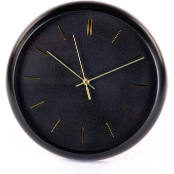 Hodiny Home Styling Collection Nástěnné moderní hodiny, zlaté ručičky, průměr 31 cm, černé