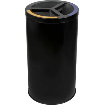 Odpadkový koš AlDA Koš na tříděný odpad STREAM TRIO s vnitřní kovovou nádobou 3 × 20 l, nerezová černá ocel