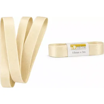 Stuha Stuha taftová CREAM krémová 15mm x 3m (5,-Kč/m) (Stuha taftová, barva krémová, oboustranná, tkaním zesílené okraje, skládaná)