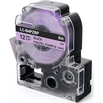 Pásek do tiskárny Páska JetWorld Black to Pastelowo Purpurowym Náhradní páska Epson 12 mm x 8 m LC-B4PZBP (LCB4PZBP)