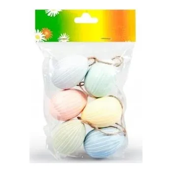 Velikonoční dekorace Plastová ozdoba na vajíčko 6 cm 6 Ks, pastelové kraslice z plastu s reliéfem