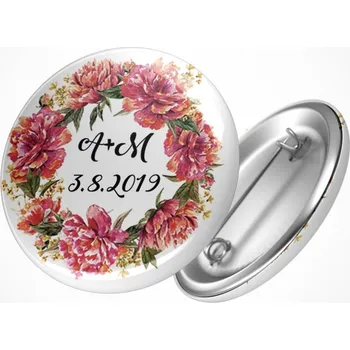 Svatební placka velké růže Průměr placky: 25 mm