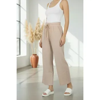 Dámské kalhoty Dámské letní kalhoty - manšestr - béžová