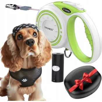 Vodítko pro psa VODÍTKO PRO PSA automatická Svinovací páska + nádoba DOGNESS 4 m do 20 kg M
