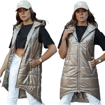 Dámská vesta DÁMSKÁ PROŠÍVANÁ VESTA S KAPUCÍ ty4451 - M