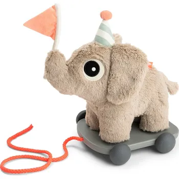 Dřevěná hračka DONE BY DEER Tahací hračka na kolečkách Elphee - písková