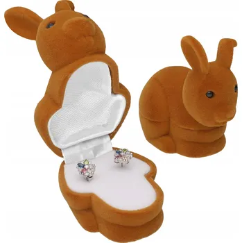 Dárková krabička KRABIČKA HNĚDÝ KRÁLÍČEK NÁUŠNICE PRO DÍVKU KRABIČKA