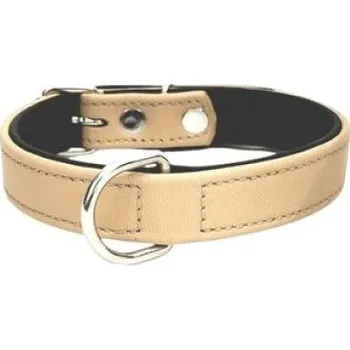 Obojek pro psa Cobbys Pet Obojek z broušené pravé kůže podšitý s pravou černou kůží hnědý 45cm × 2cm