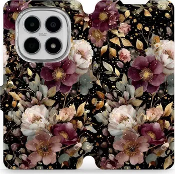 Mobiwear Flip pouzdro pro Xiaomi Redmi Note 15 5G zlatavé kvítky