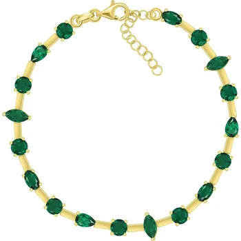Šperk Brilio Silver Pozlacený náramek se zelenými zirkony BRC112Y (Ag925/1000, 5,8 g)