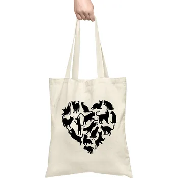 Nákupní taška Bavlněná taška kočky v srdci
