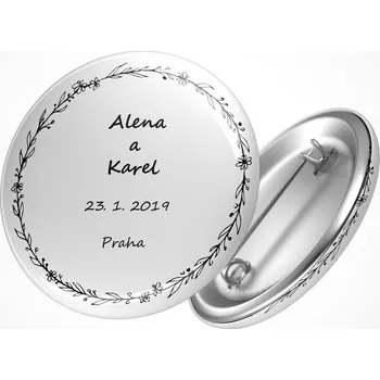 Svatební placka kruh Průměr placky: 25 mm