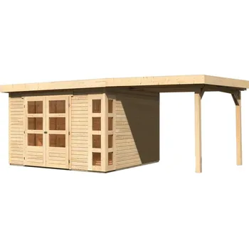 Zahradní domek dřevěný domek KARIBU KERKO 6 + přístavek 240 cm (93282) natur LG2997 Varianta: dřevěný domek KARIBU KERKO 6 + přístavek 240 cm (93282) natur LG2997