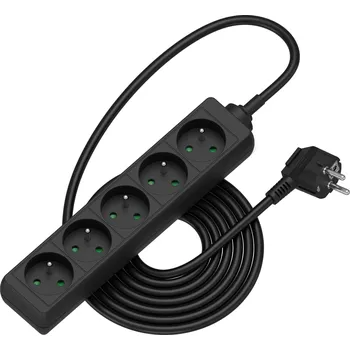 Elektrická zásuvka AlzaPower prodlužovací přívod 230V 5 zásuvek 2m černý