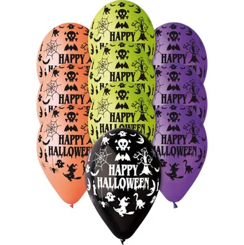 Balónek SMART BALLOONS Balónky pastelové Happy halloween, mix barev, 30 cm, 10 ks