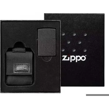 Sada Zippo zapalovač Black Crackle + taktické pouzdro