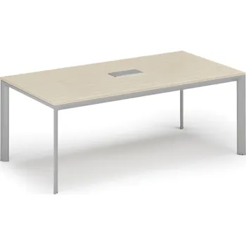 Kancelářská sestava Jednací stůl PRIMO INVITATION, 240x120 cm, bříza + stolní zásuvka TYP VI, stříbrná