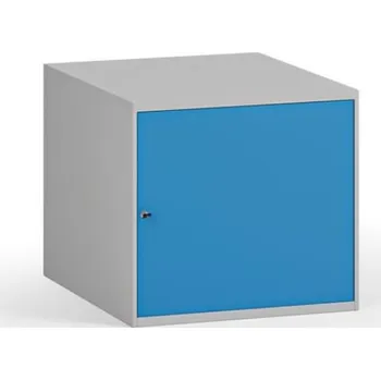 Závěsná dílenská skříňka na nářadí k pracovním stolům, zámek, 470 x 592 x 510 mm, modrá